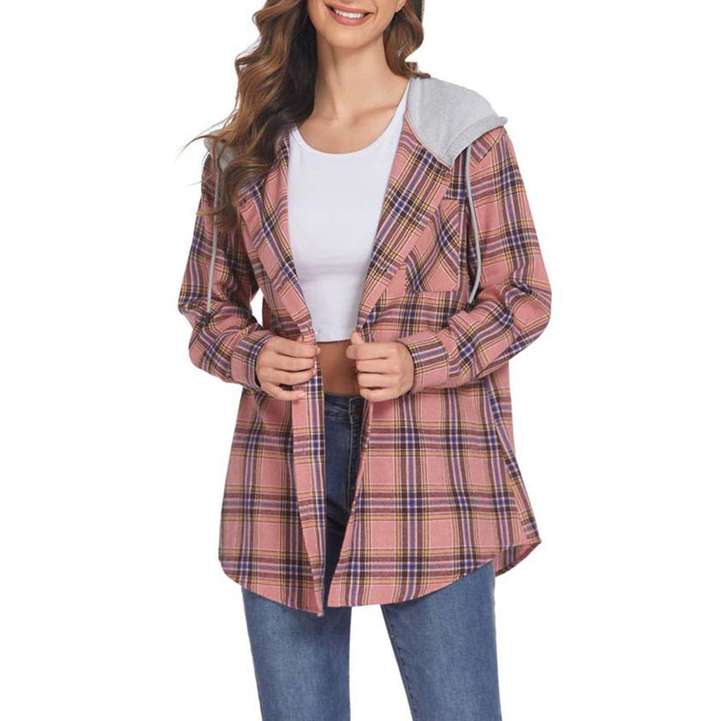 Valenzora - Elegant hooded jacket with check design