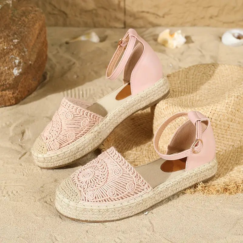 Valenzora | Fashionable flat sandals with laces and buckle straps for comfort