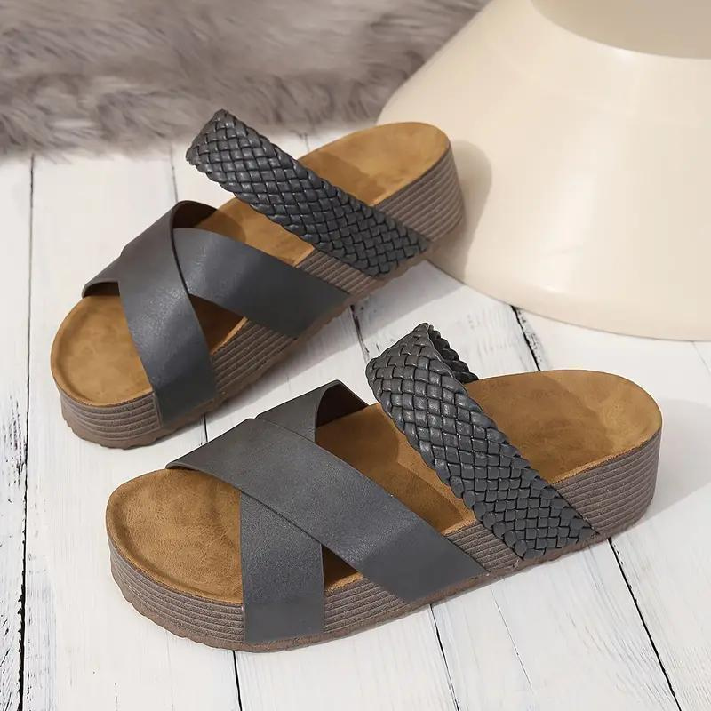 Valenzora | Slip-on slippers with cross straps, summer shoes for women, sandals