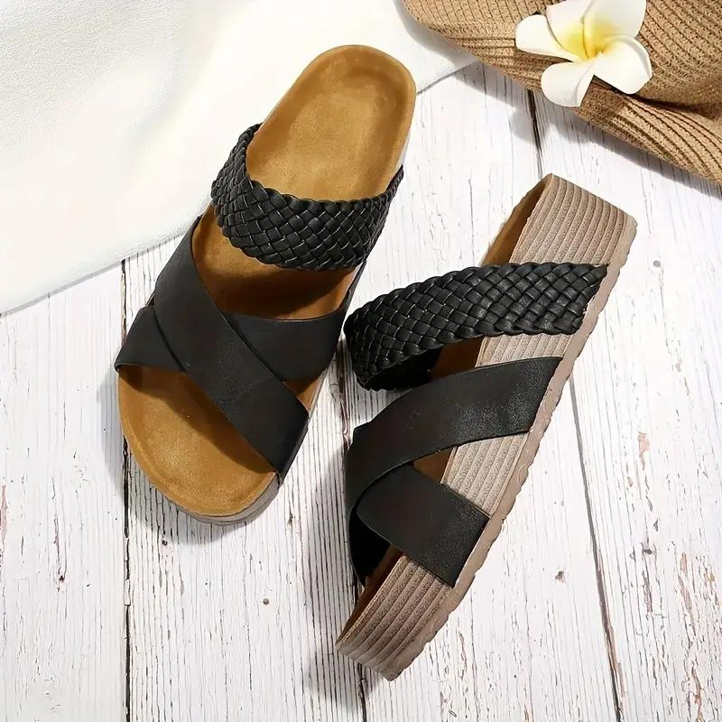 Valenzora | Slip-on slippers with cross straps, summer shoes for women, sandals