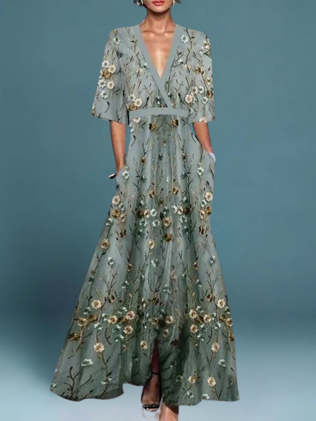 Valenzora | Maxi dress with floral prints in a flowing shape