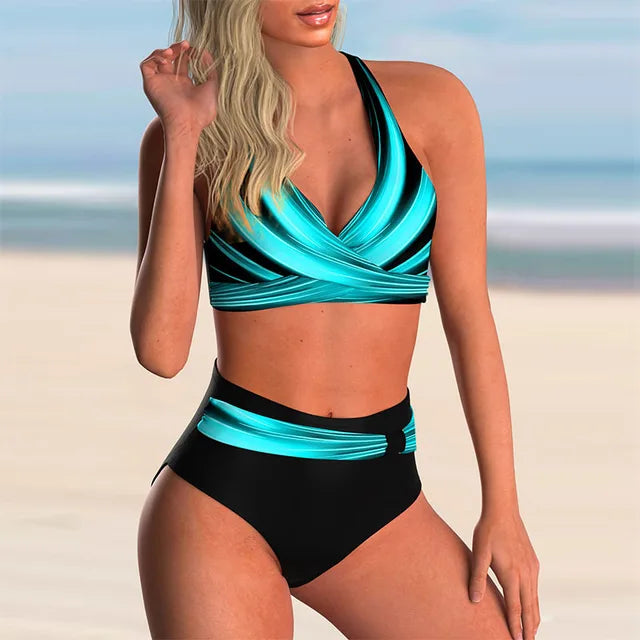 Valenzora | Push-up Halter Bikini Set with High Waist for Women