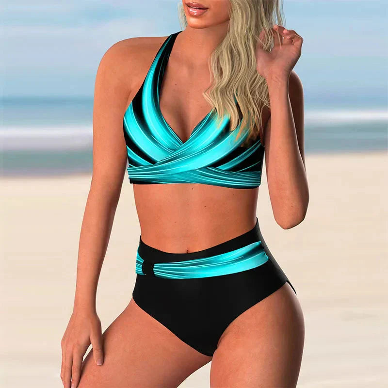 Valenzora | Push-up Halter Bikini Set with High Waist for Women