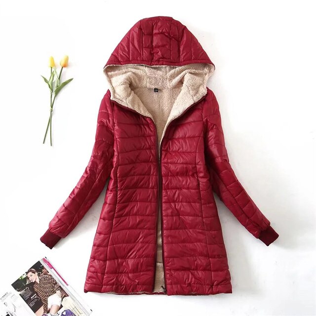 Mittellanger Parka mit Kapuze, Baumwollmantel
