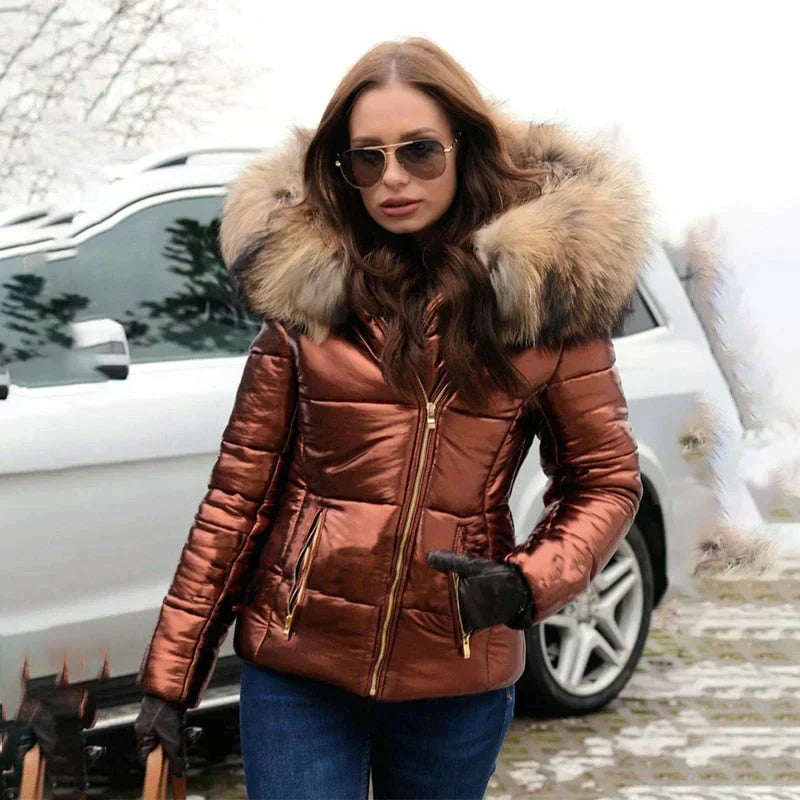 Valenzora – Winterjacke mit Kapuze aus Kunstfell