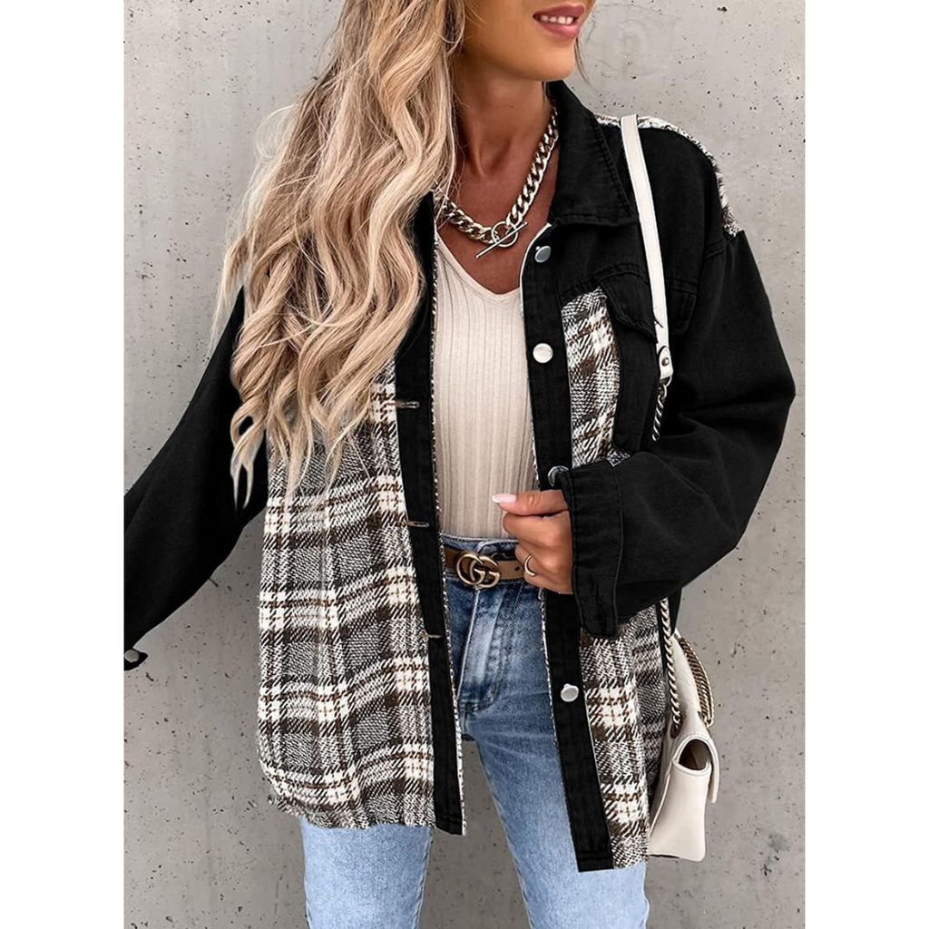 Valenzora - Denim jacket with long sleeves and button closure
