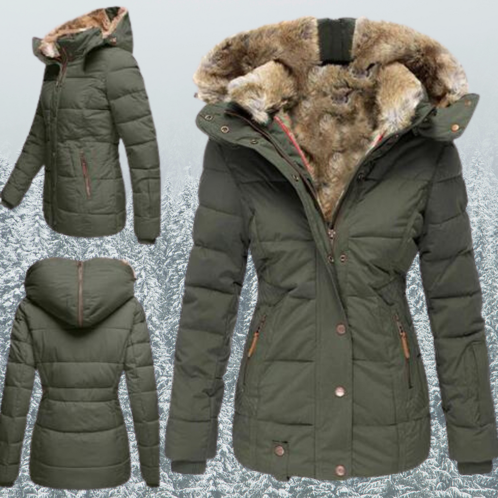 Modische Winterjacke mit Pelz gefüttert für Damen