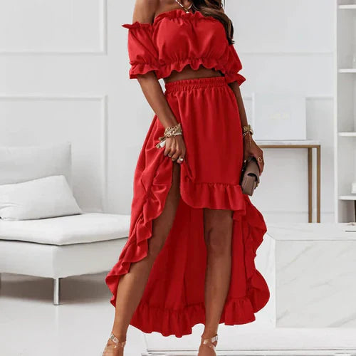 Valenzora | Elegantes Rüschenkleid-Set