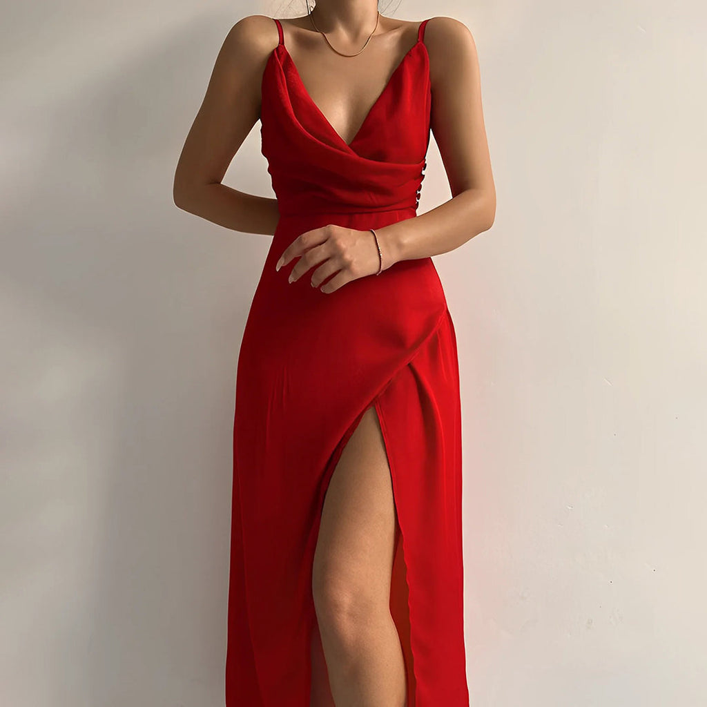Valenzora | Elegantes Satinkleid mit Schlitz für Damen