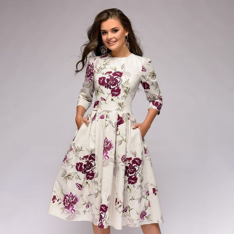 Valenzora - Retrozo elegant, mid-length dress