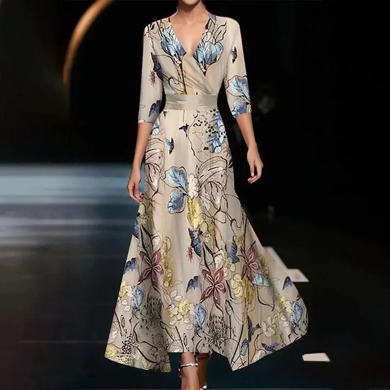 Valenzora | Maxikleid zum Wickeln für Damen mit auffälligem Blumenmuster