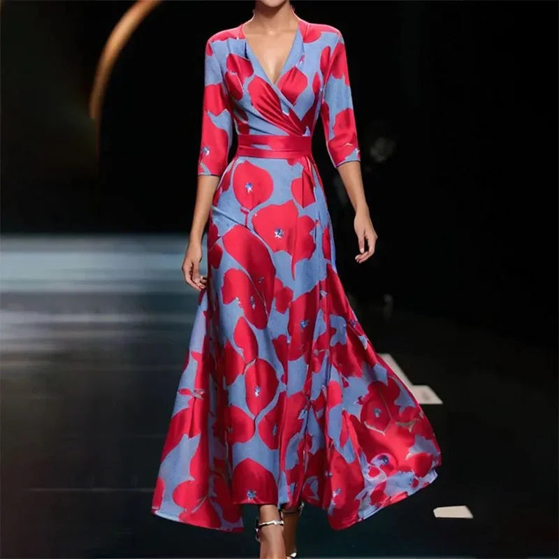 Valenzora | Maxikleid zum Wickeln für Damen mit auffälligem Blumenmuster