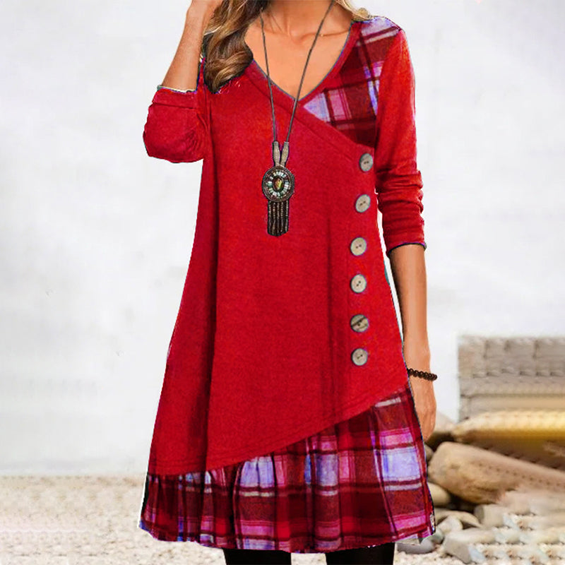 Valenzora | Long-sleeved plaid dress