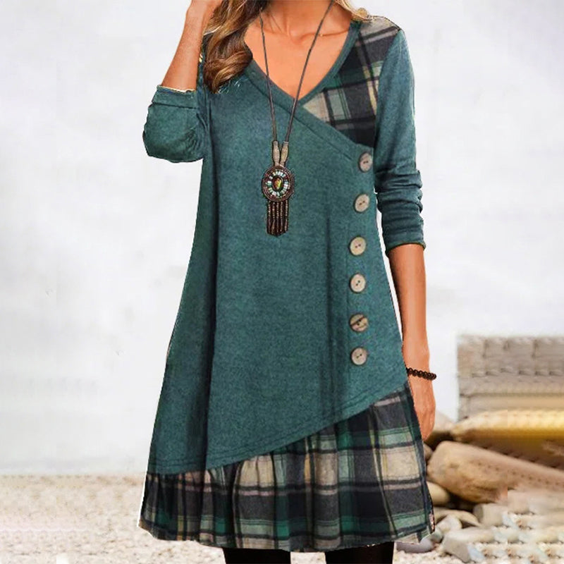 Valenzora | Long-sleeved plaid dress