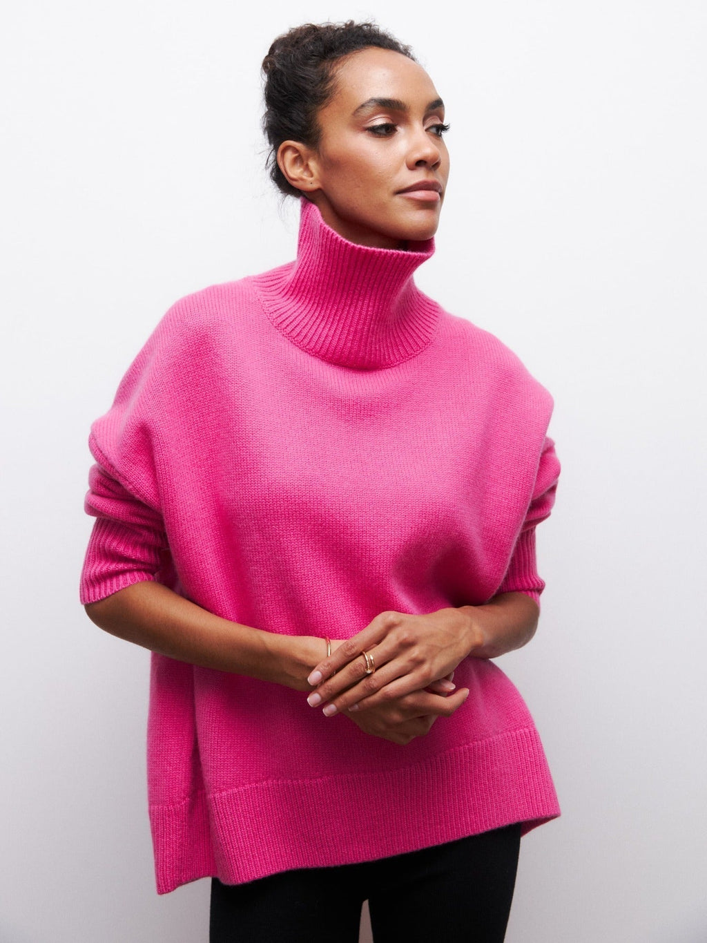 Valenzora | High Collar Oversized Knit Sweater Women's Knitwear