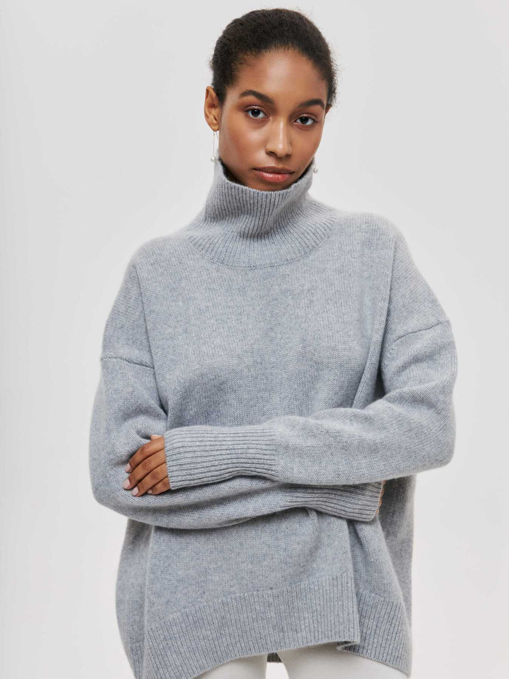 Valenzora | High Collar Oversized Knit Sweater Women's Knitwear