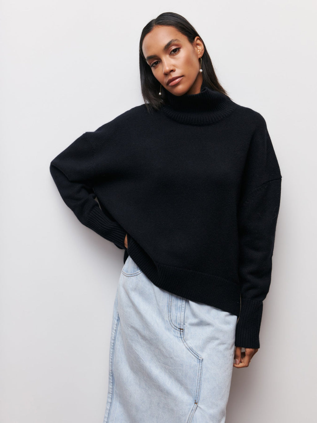 Valenzora | High Collar Oversized Knit Sweater Women's Knitwear