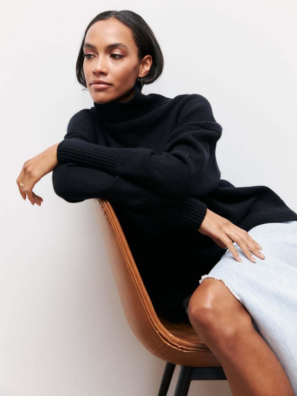 Valenzora | High Collar Oversized Knit Sweater Women's Knitwear
