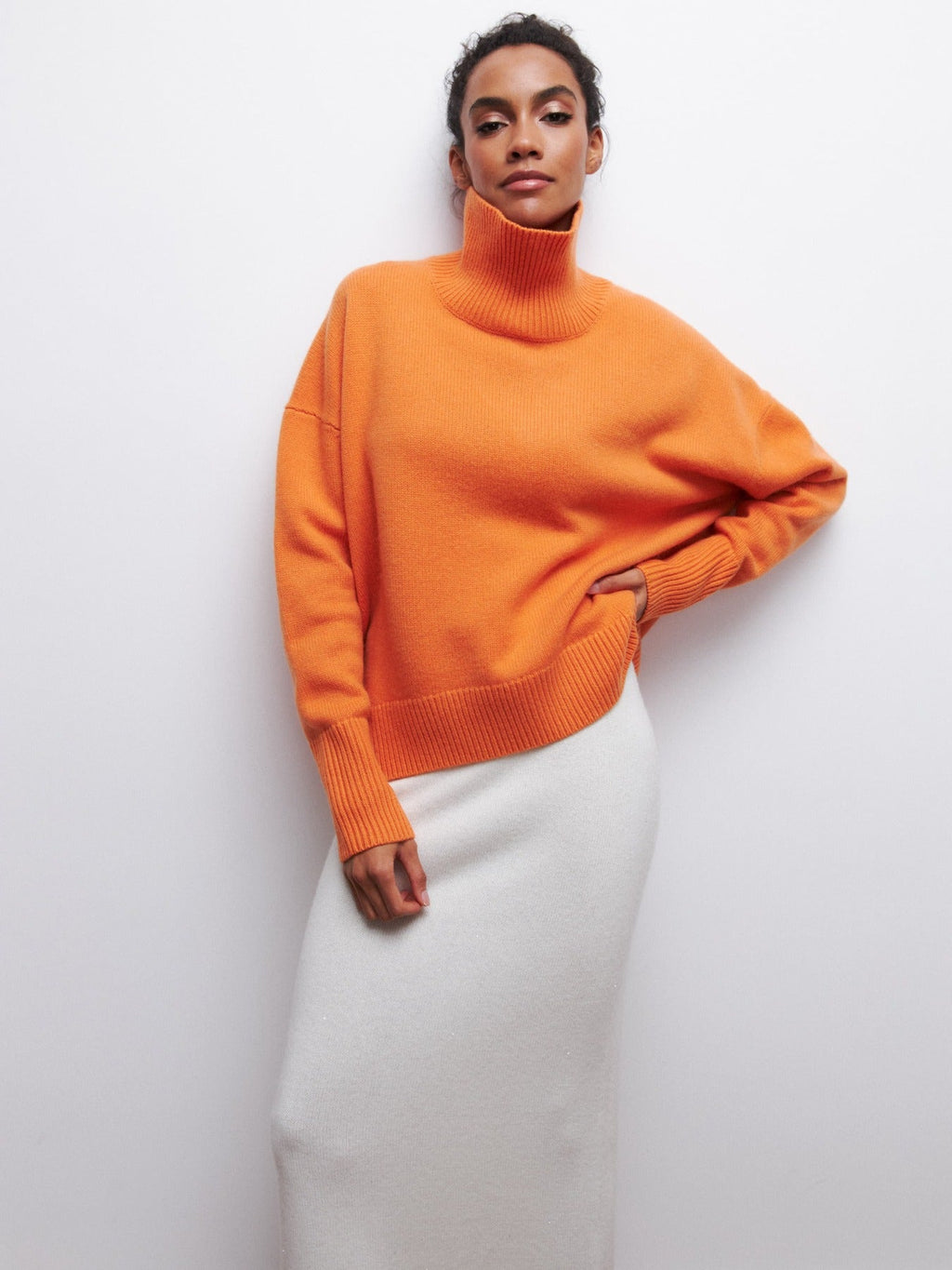 Valenzora | High Collar Oversized Knit Sweater Women's Knitwear