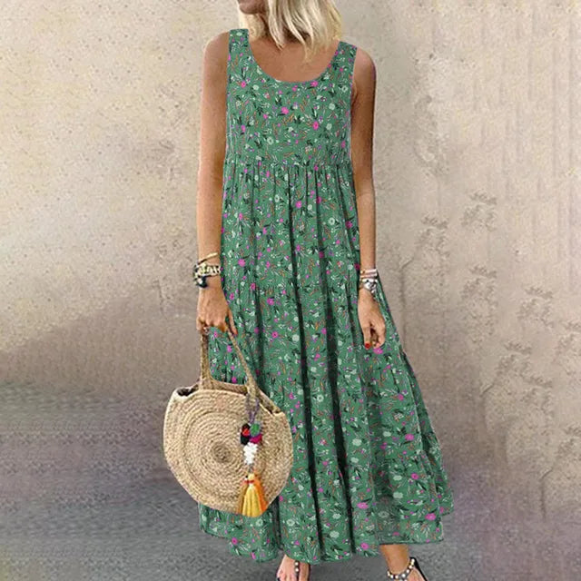 Valenzora | Ärmellose elegante Sommerkleider für Damen mit Blumenmuster