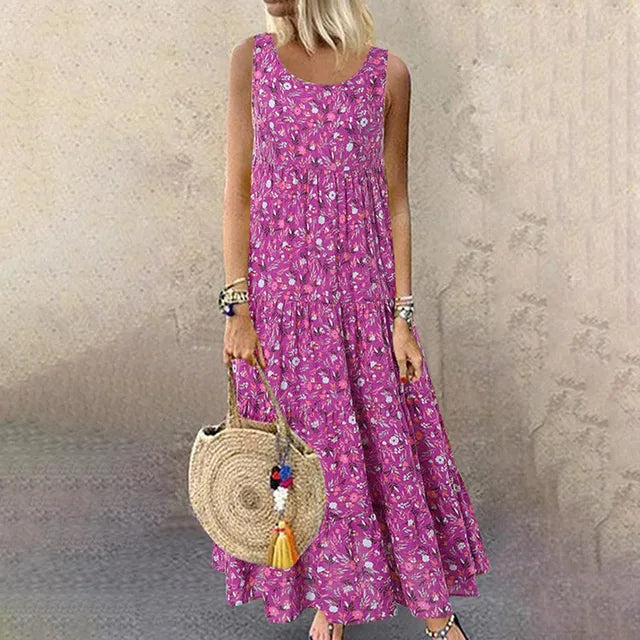 Valenzora | Ärmellose elegante Sommerkleider für Damen mit Blumenmuster