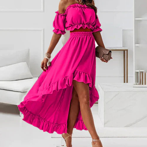 Valenzora | Elegantes Rüschenkleid-Set