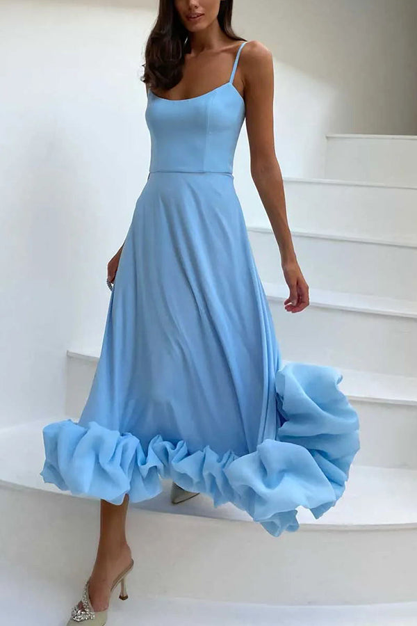 Valenzora | Strapless midi dress with ruffles for midnight ballets