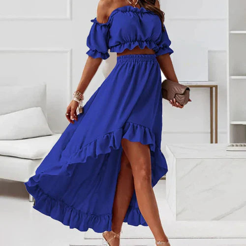 Valenzora | Elegantes Rüschenkleid-Set