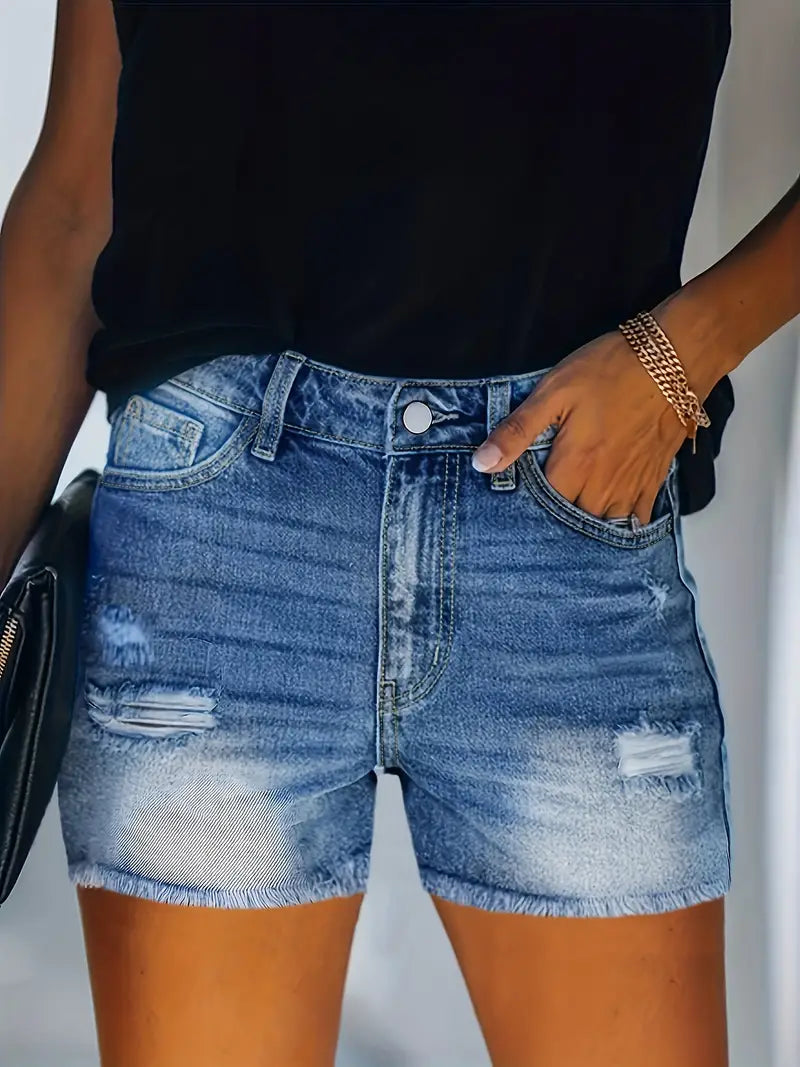 Valenzora | Spring/Summer Ribbed Denim Shorts