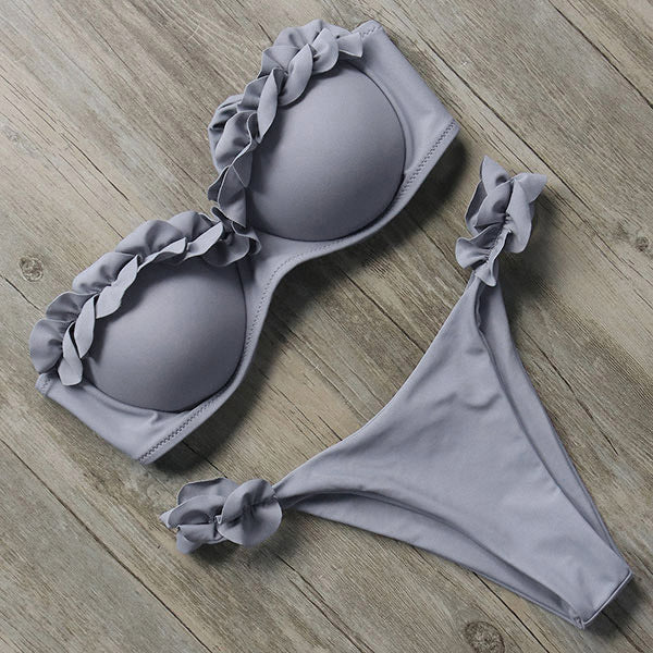 Valenzora | Push-up Bikini Set mit Rüschen für Damen