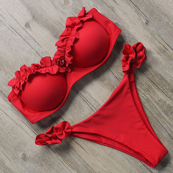 Valenzora | Push-up Bikini Set mit Rüschen für Damen