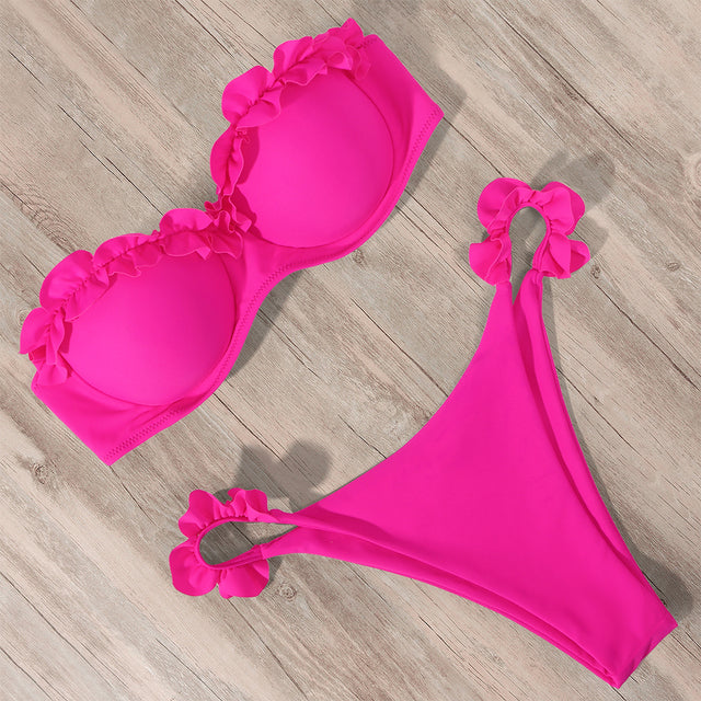 Valenzora | Push-up Bikini Set mit Rüschen für Damen