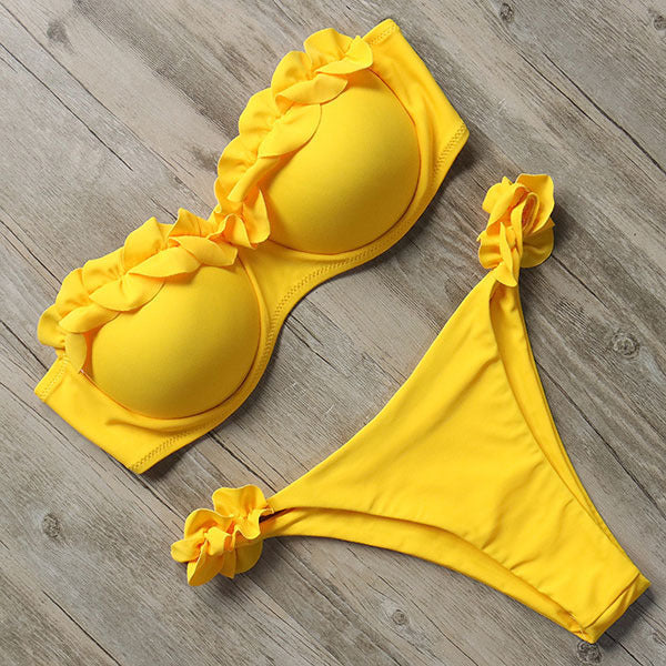 Valenzora | Push-up Bikini Set mit Rüschen für Damen
