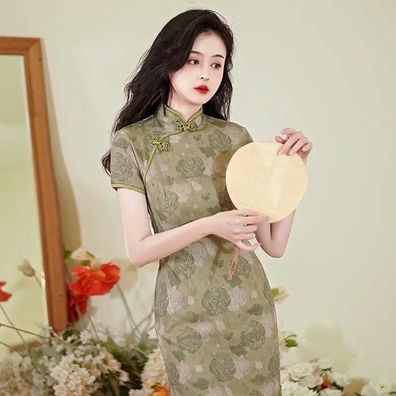 Valenzora | Cheongsam Qipao Mode Kleidung Lässig Elegant Ethnisch Vintage Kleid für Damen Streetwear Damenbekleidung Festlich Chinesisch