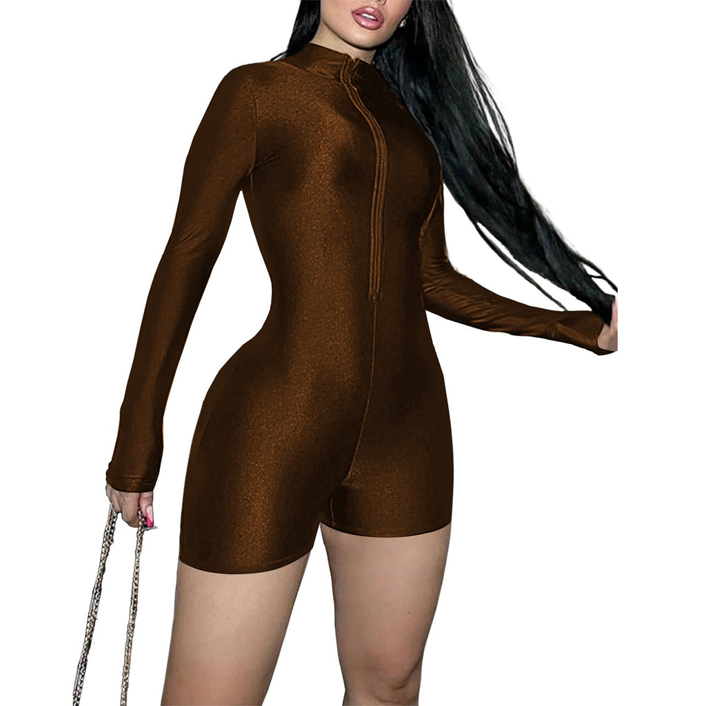 Valenzora | Smooth emerald bodysuit with full-length zipper