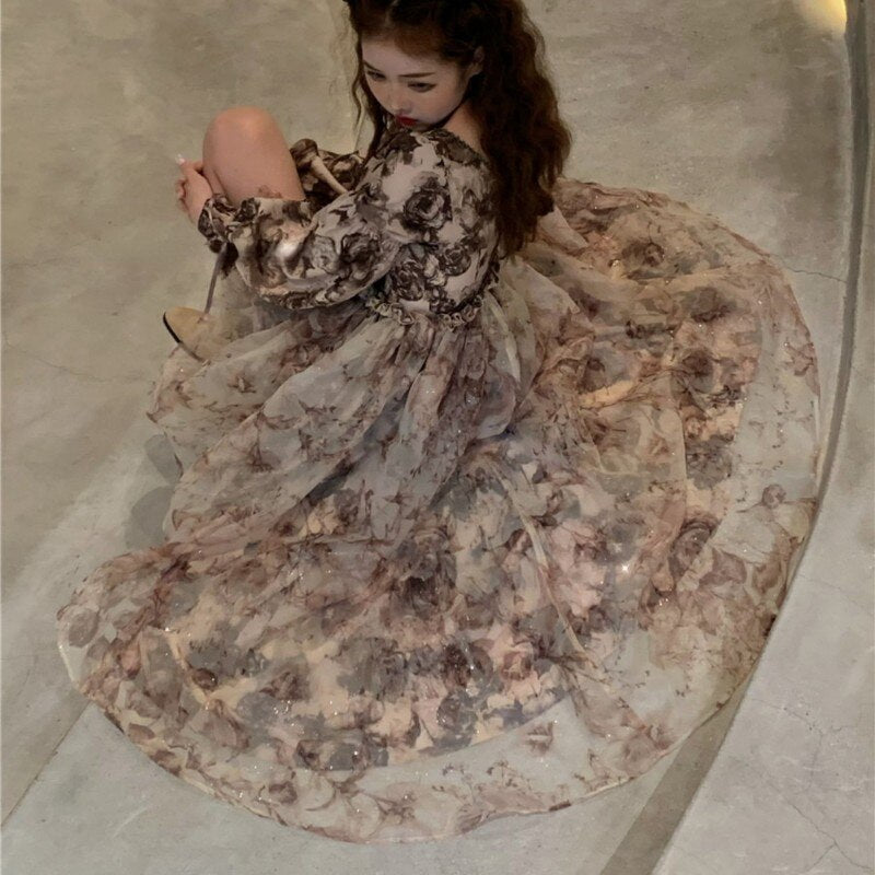 Valenzora | Floral Fairy Princess Dress with Detachable High-Low Skirt Layer