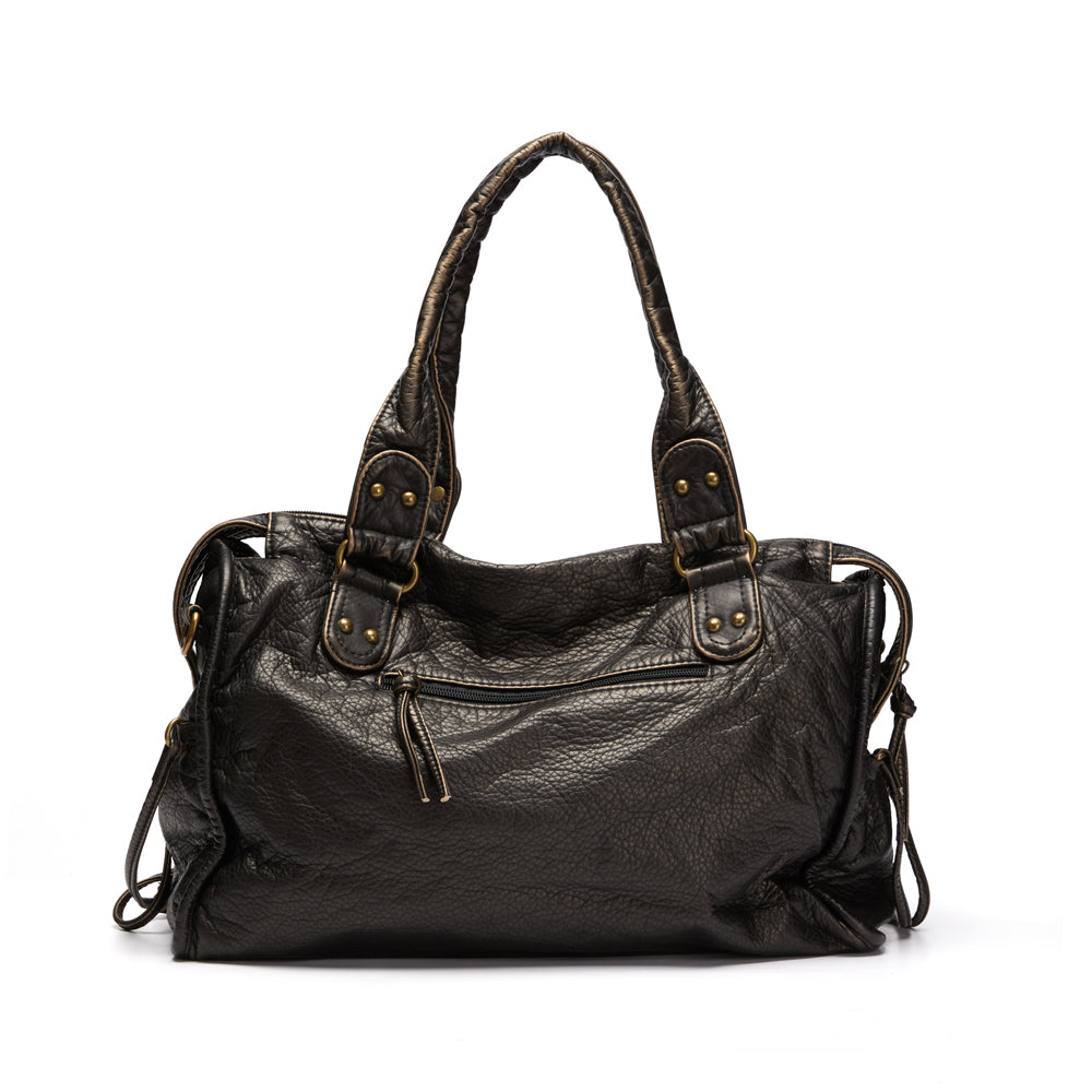 Obsidian - Luxuriöse schwarze Ledertasche