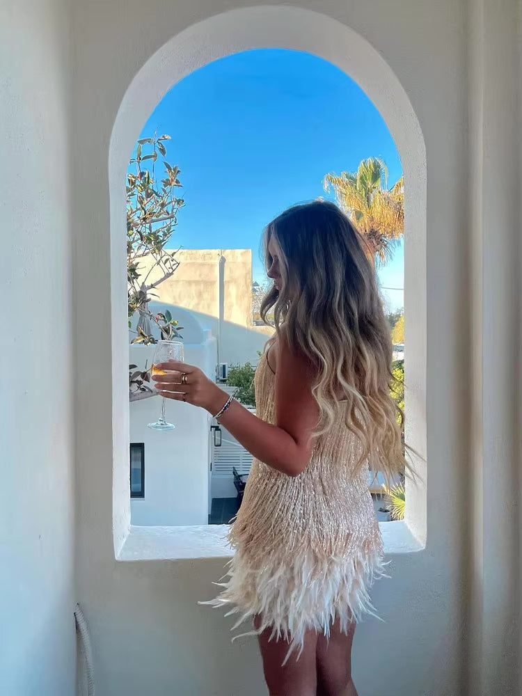 Valenzora | Feather Mini Dress for Women