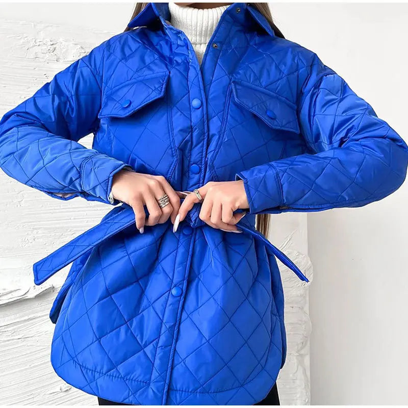 quilted jacket with snap fasteners