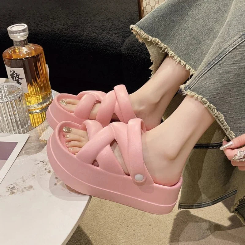 Valenzora | Platform Chunky Cross Strap Sandals