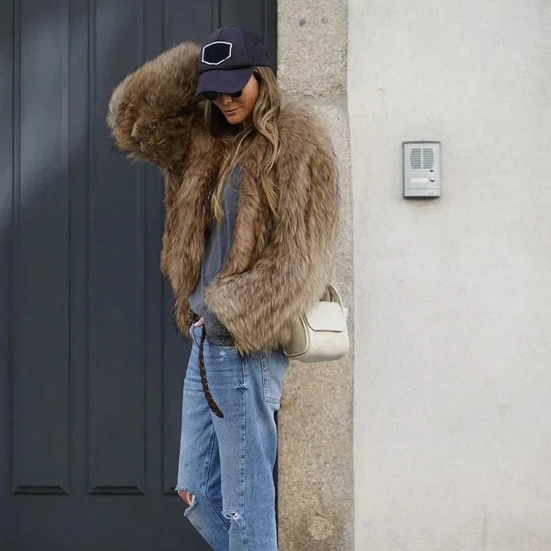 Valenzora - Women's Fashion Plush Faux Fur Jacket
