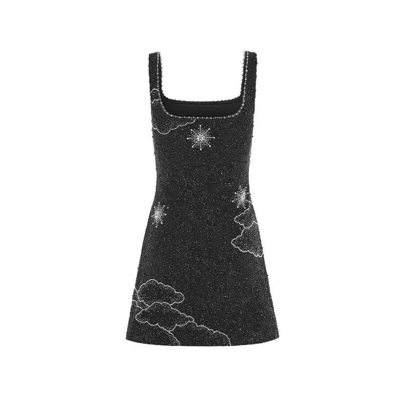 Valenzora – Celestial Sparkle Minikleid Partykleid mit Mond- und Sternenverzierungen