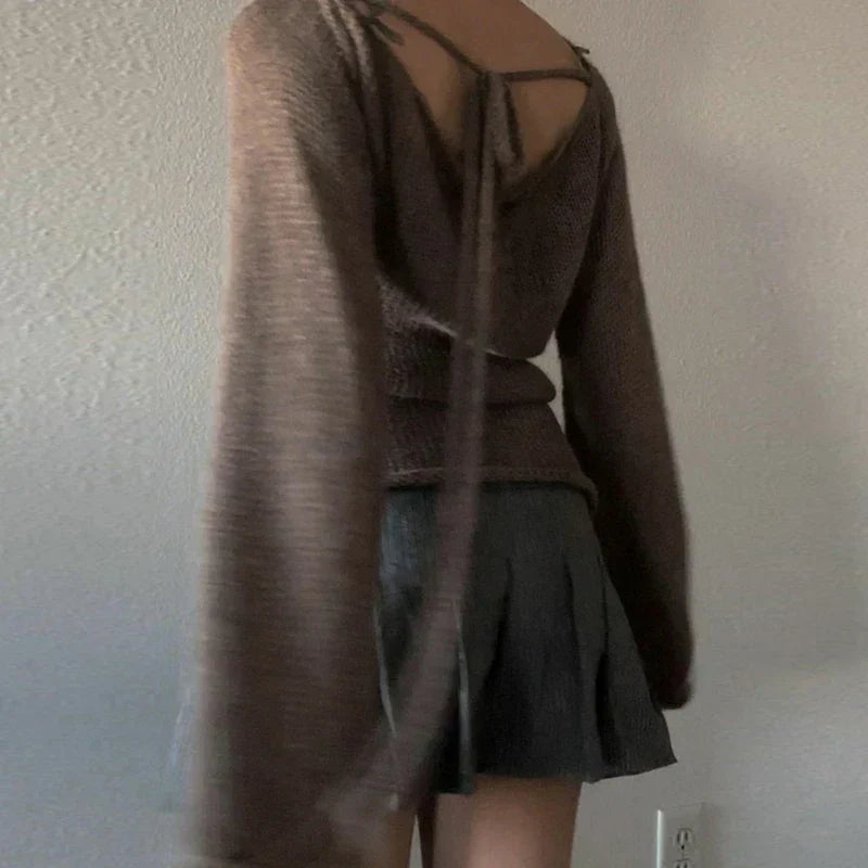 Valenzora | Loose-fitting knit sweater with bell sleeves