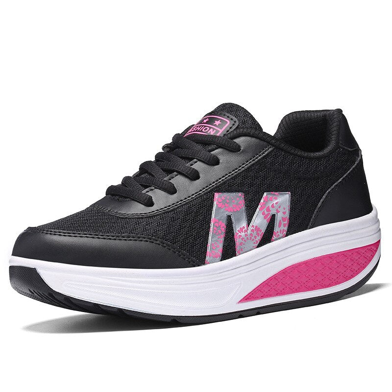 Stylish lace up wedge sneakers