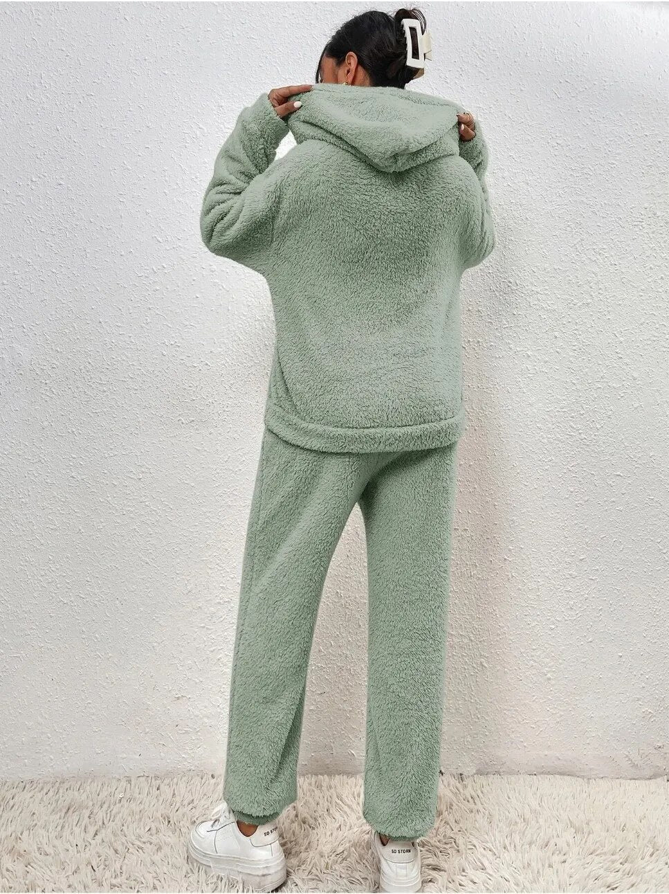 Valenzora | Teddy-Loungekleidung mit Kapuze für Damen