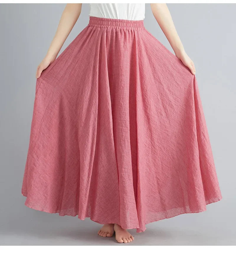 Valenzora | Fashion Baumwolle Leinen Kleidung Damenröcke Maxi Y2K Elegante Strand Saia Ropa Mujer Freizeitkleid Boho Lange Röcke Faldas Harajuku
