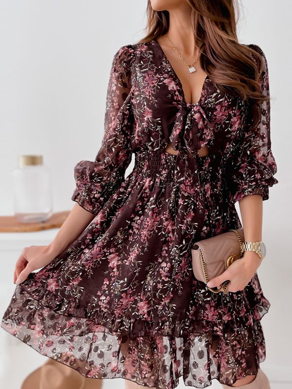 Valenzora - Simple printed chiffon dress