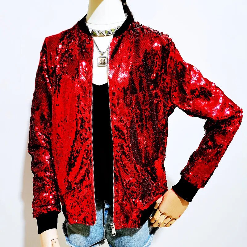Valenzora | Pailletten-Mantel Bomberjacke