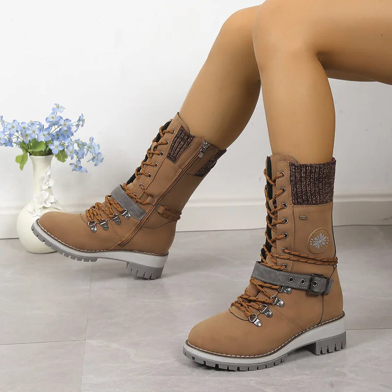 Valenzora | Fashionable lace-up boots with platform and thick sole