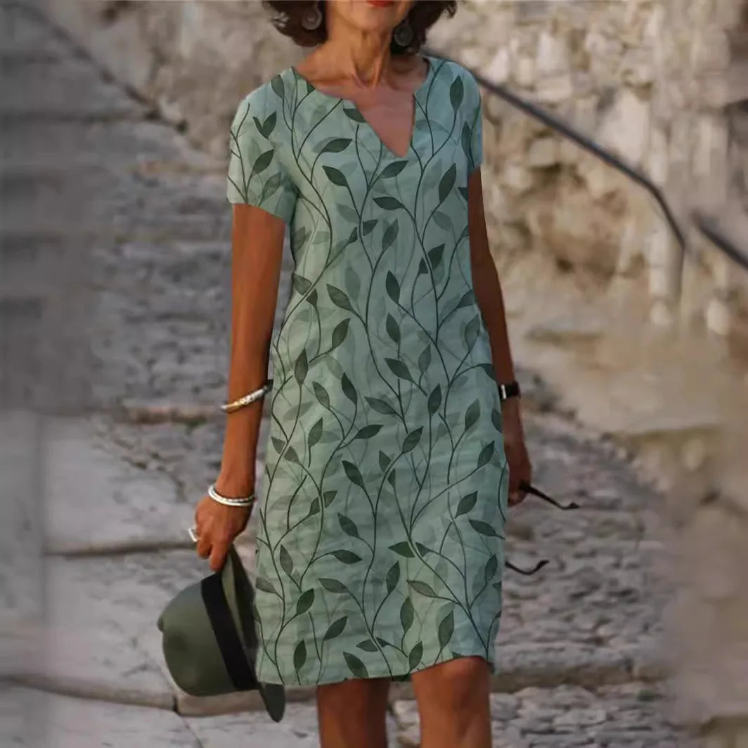 Valenzora | Vintage geblümtes V-Ausschnitt Maxikleid